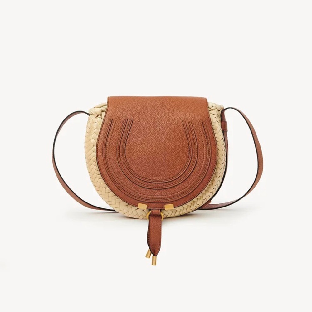 Chloe raffia & leather Marcie crossbody bag